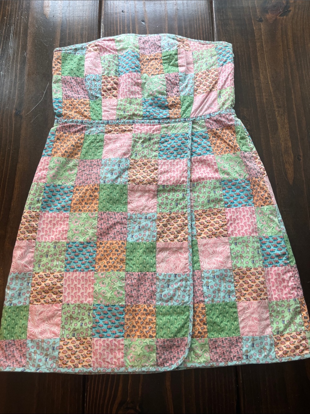 Women’s Patchwork Strapless Dress in Pastel Multicolor